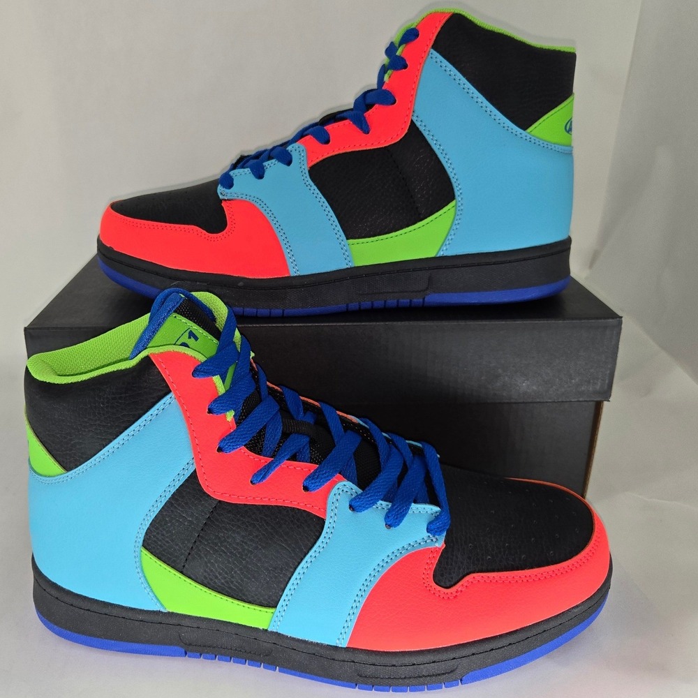 AND1 Slam Mid TPR NIB Mens 9 Black Coral Blue Basketball Sneakers AD90206MBOA